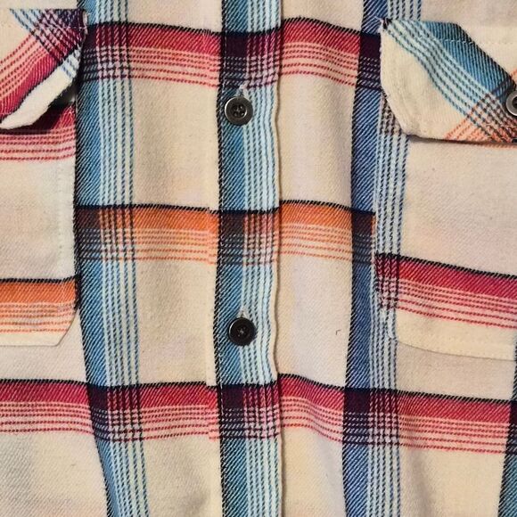 Ocean + Coast Mens XL PlaFlannel Red White & Blue Long Sleeve Button Up Shirt - Picture 3 of 6
